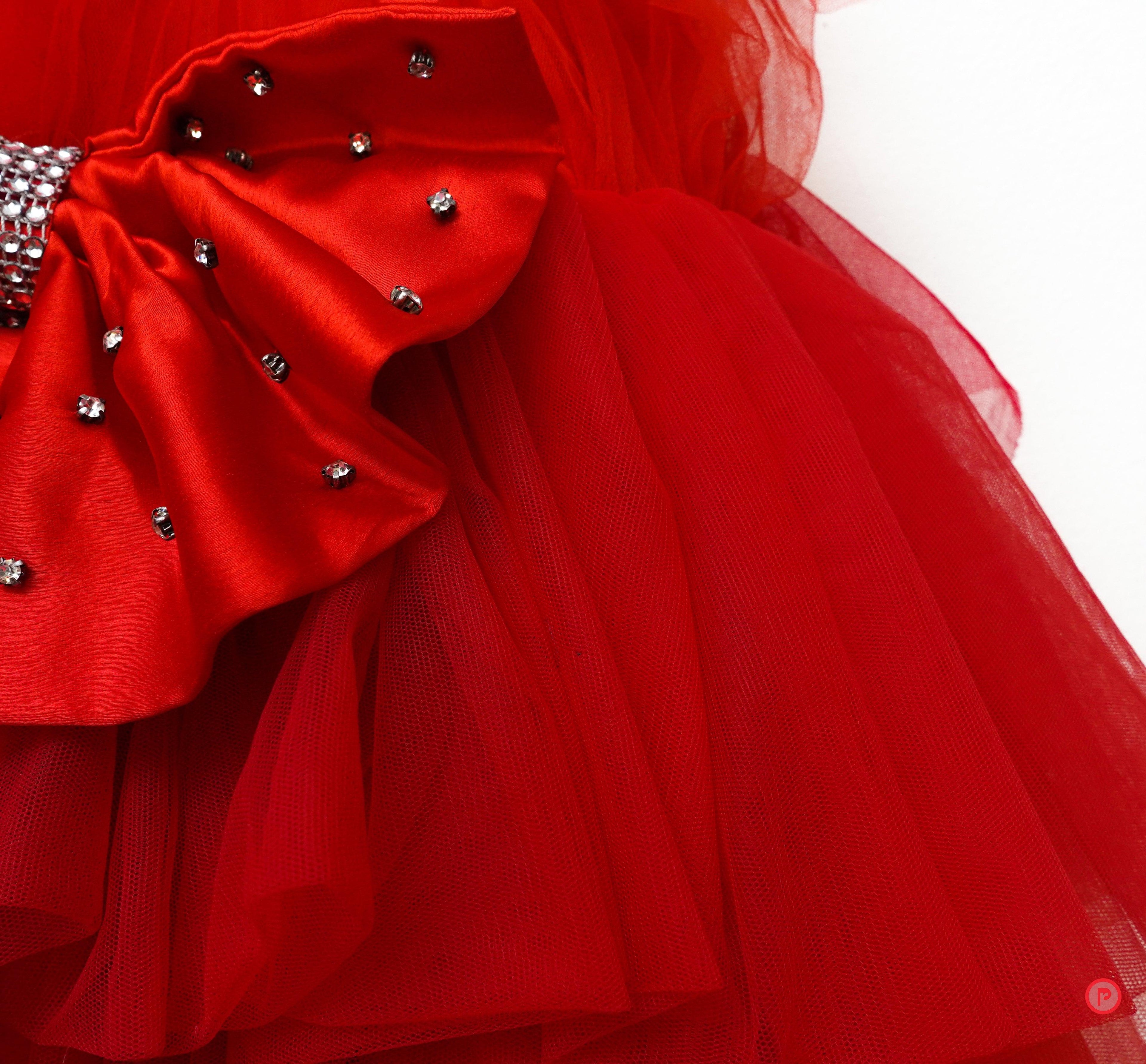 Tulle Red Frock for Girls