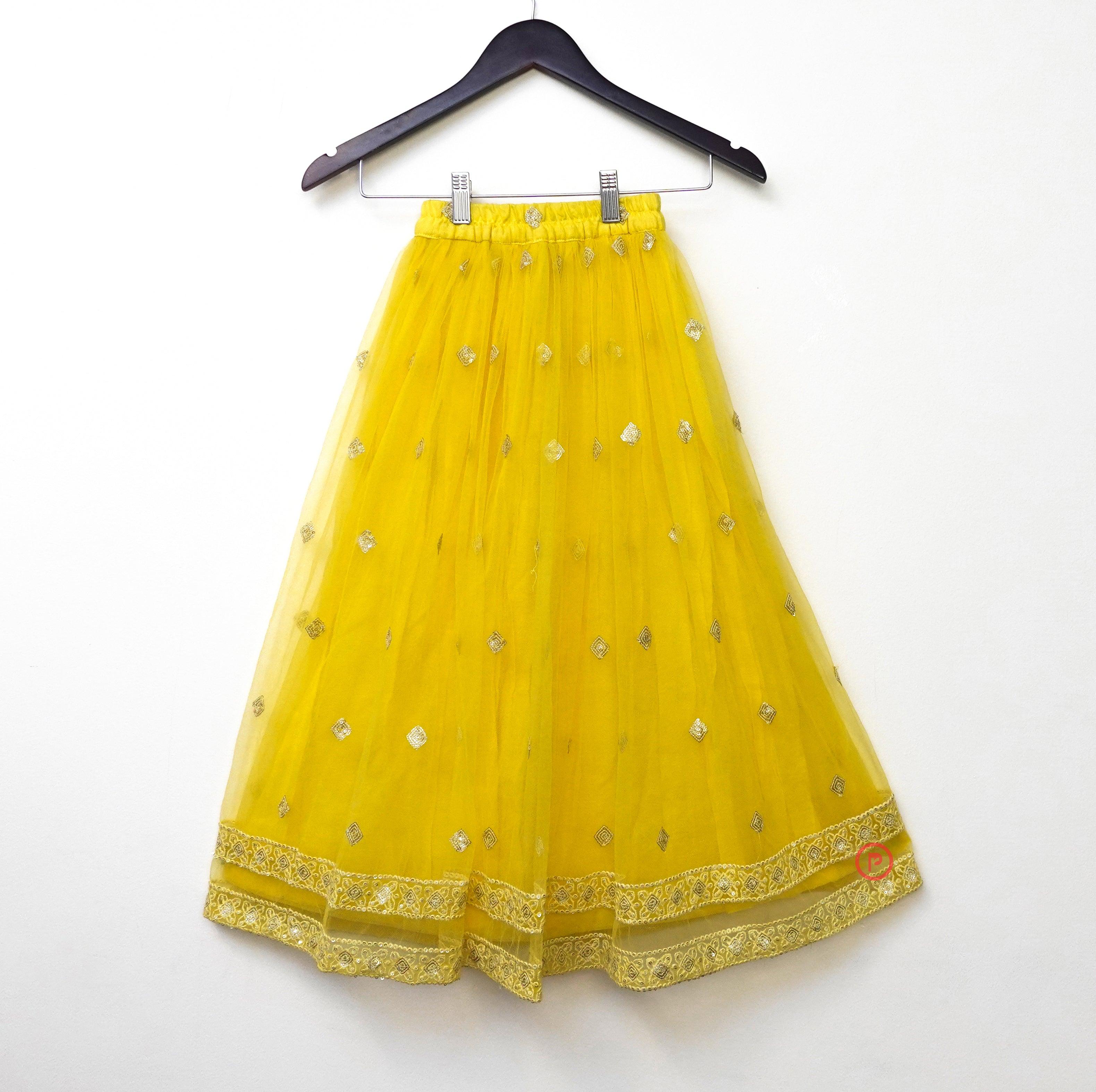 Yellow Sequins Work lehenga choli for girls