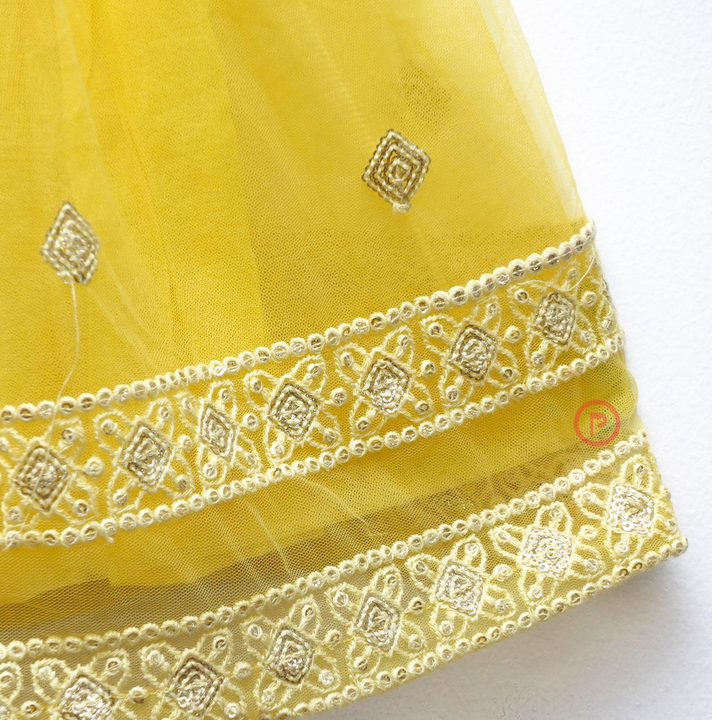 Yellow Embroidered Lehenga with Choli - Picco Ricco 