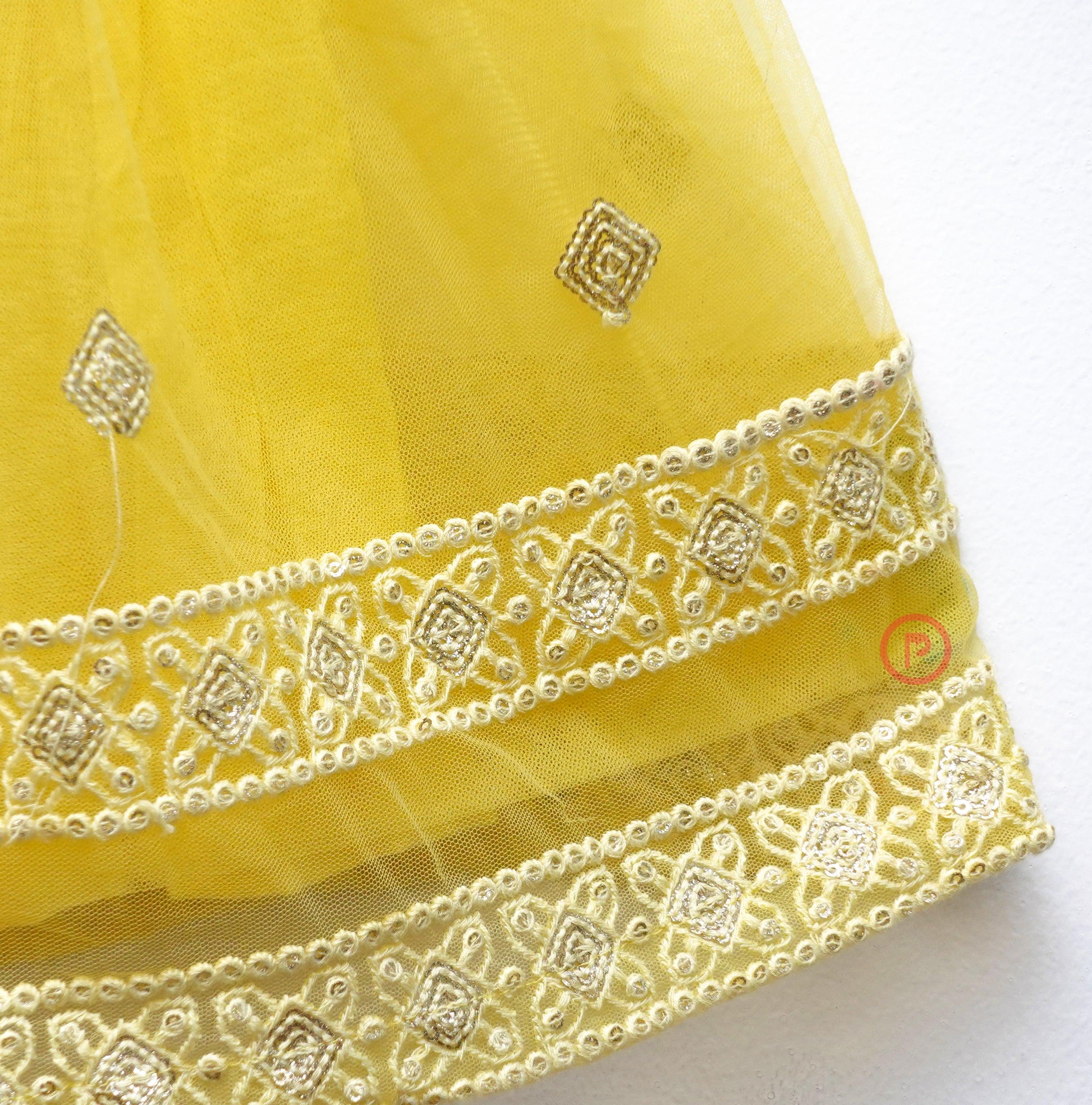 Yellow Embroidered Lehenga with Choli - Picco Ricco 