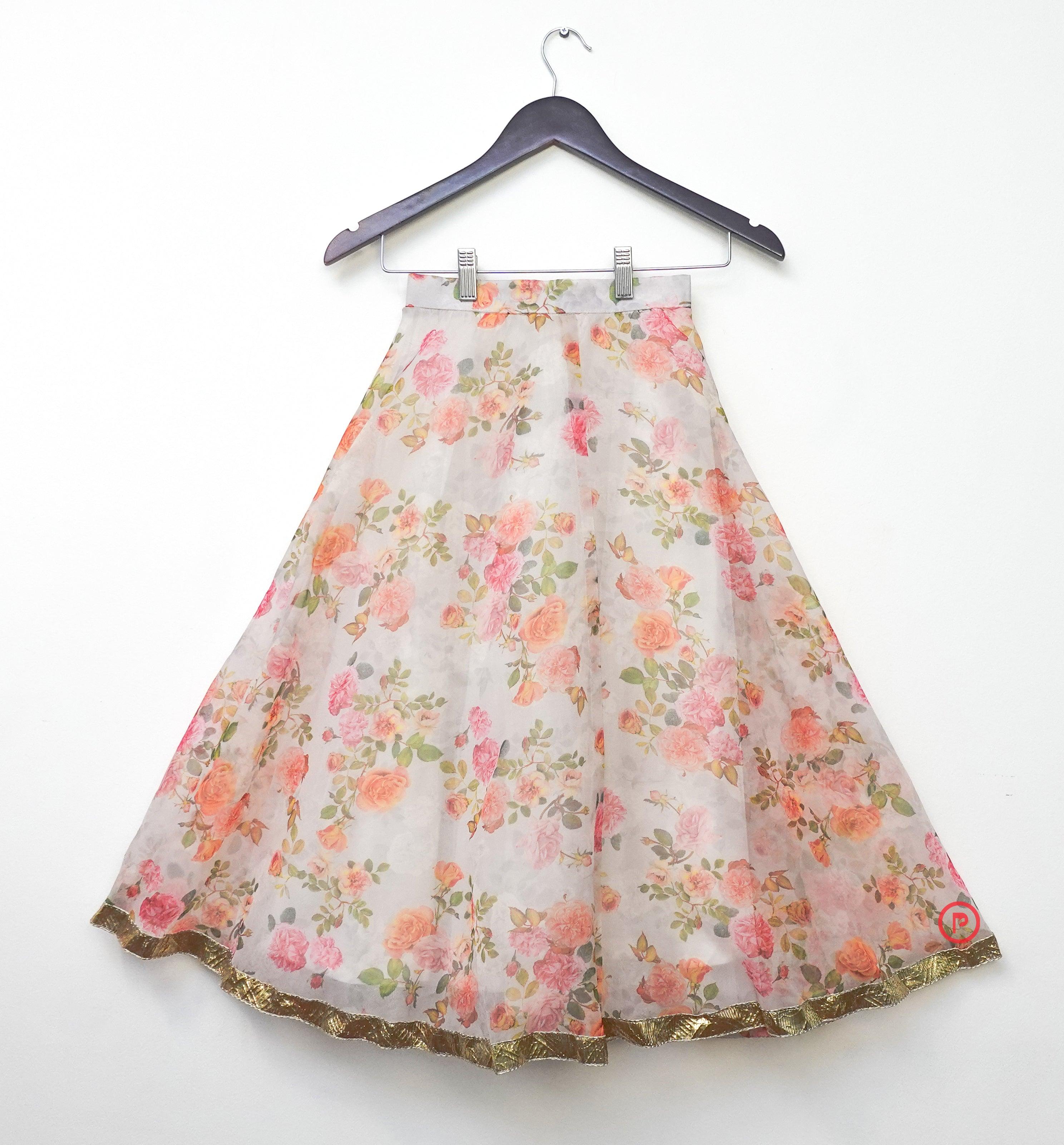 Elegant Floral Printed Lehenga with Pink Choli