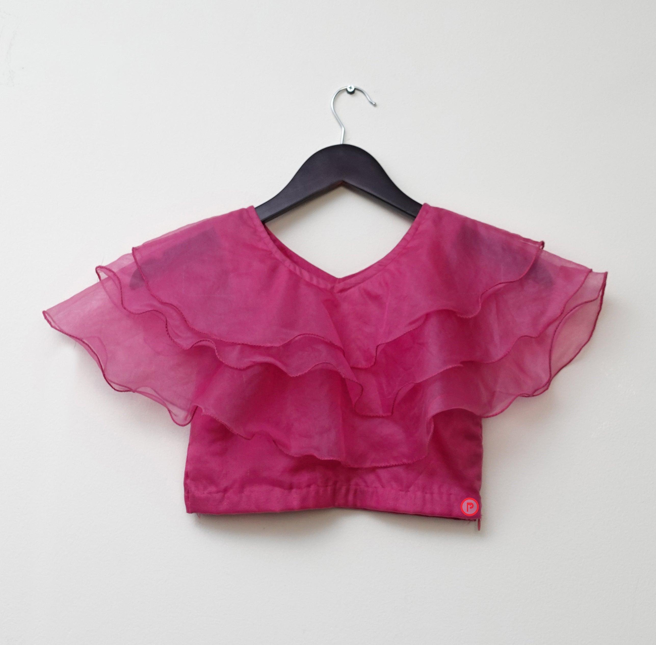 Ruffles Cape Pink Choli lehenga for girls