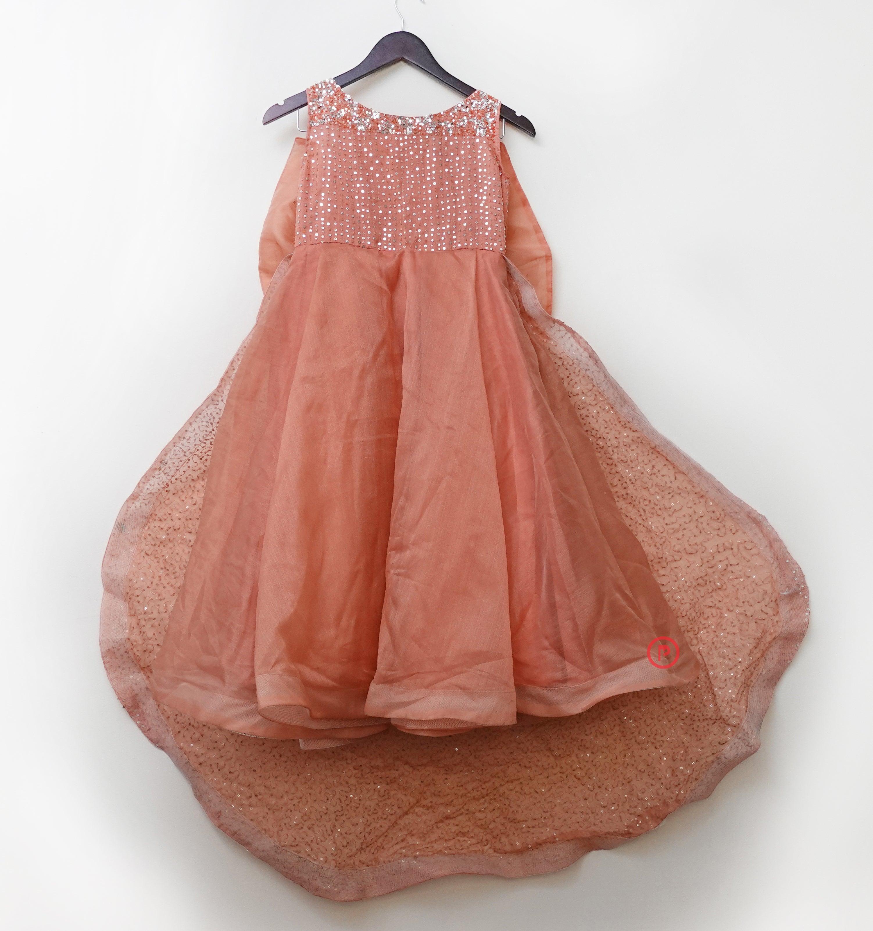 Partywear Shimmer Sequins Gown For Girls