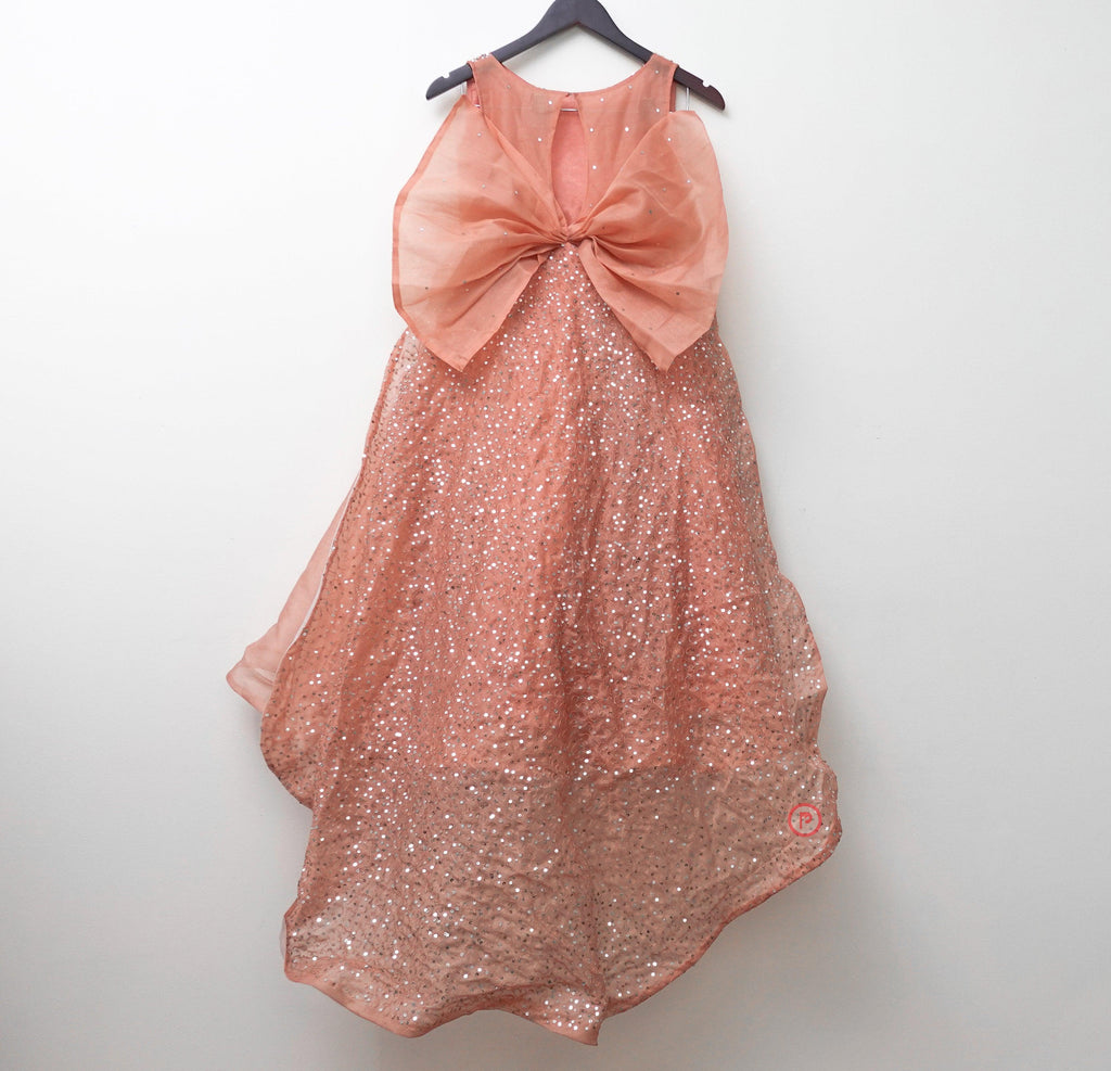 Peach Bow Tie Dresses with Veil Girls Kid
