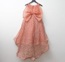 Load image into Gallery viewer, Peach Bow Tie Dresses with Veil Girls Kid
