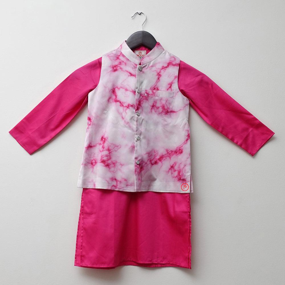 Tie Dye Print jacket with kurta pyjama Boys Traditional wear