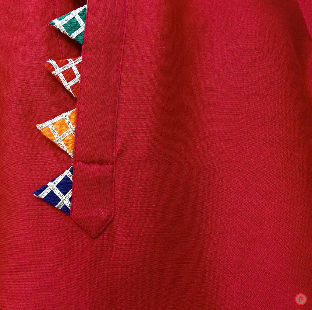 chanderi kurta with lace 