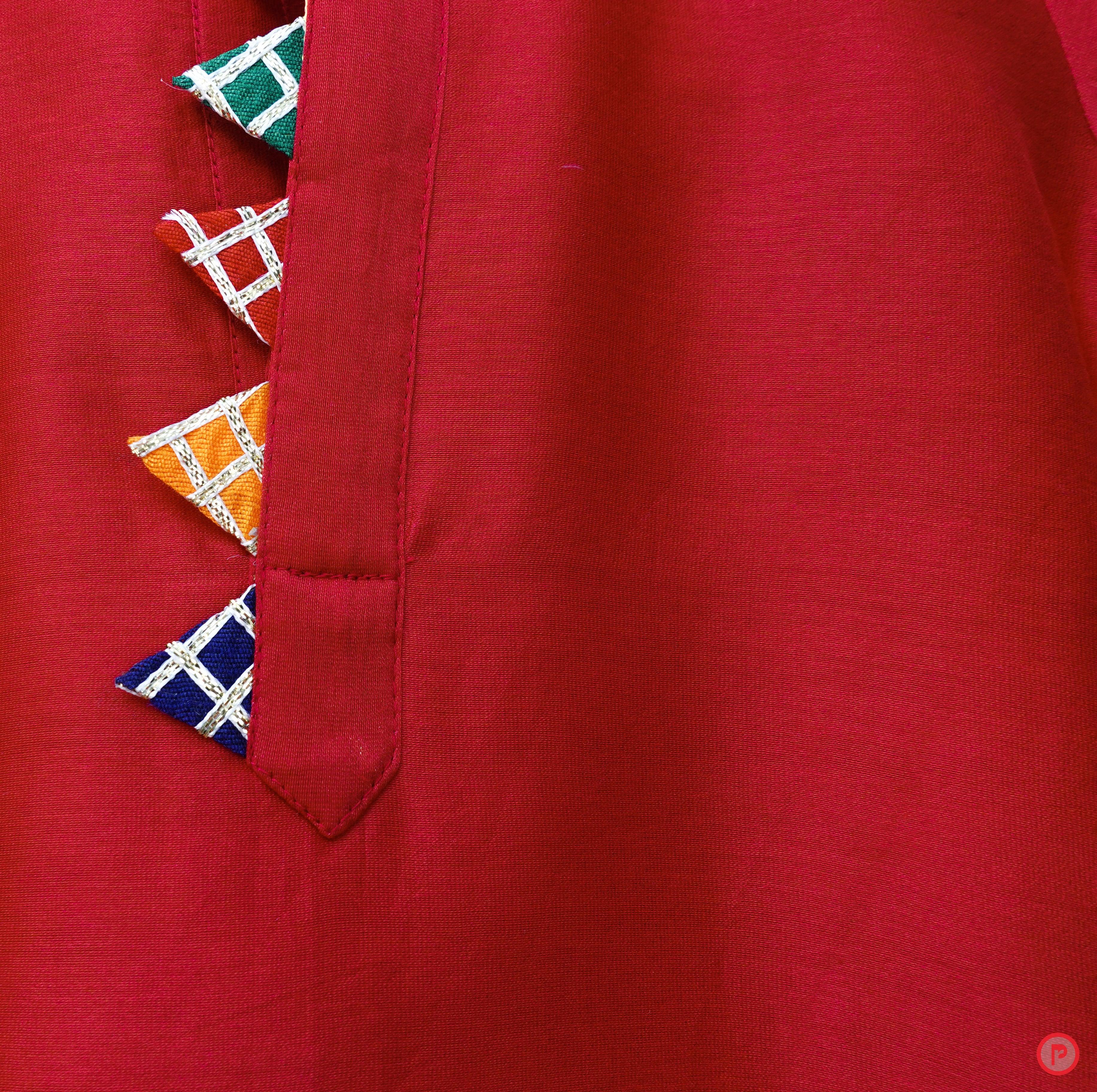 chanderi kurta with lace 