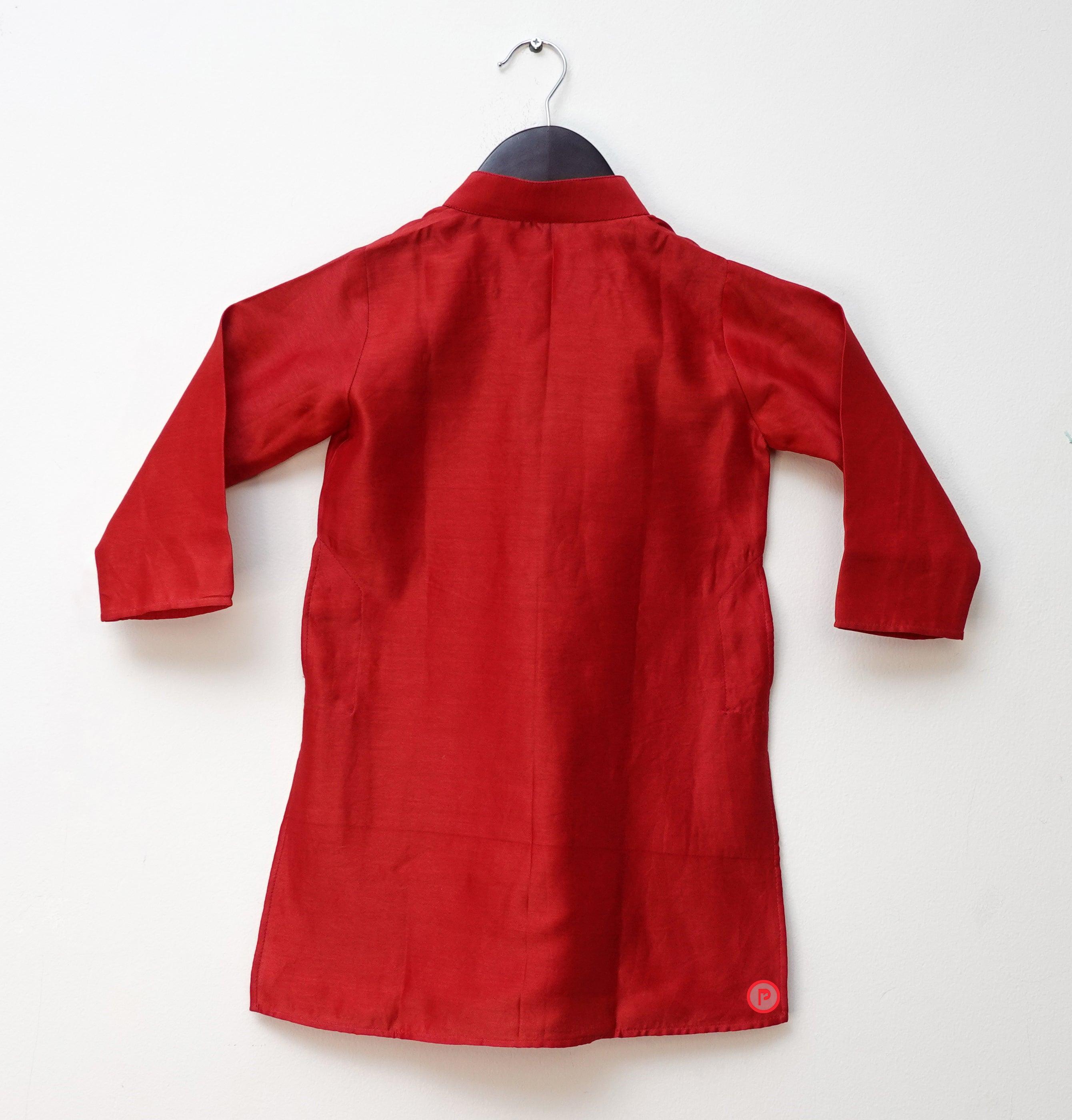 chanderi kurta with lace and pyjama