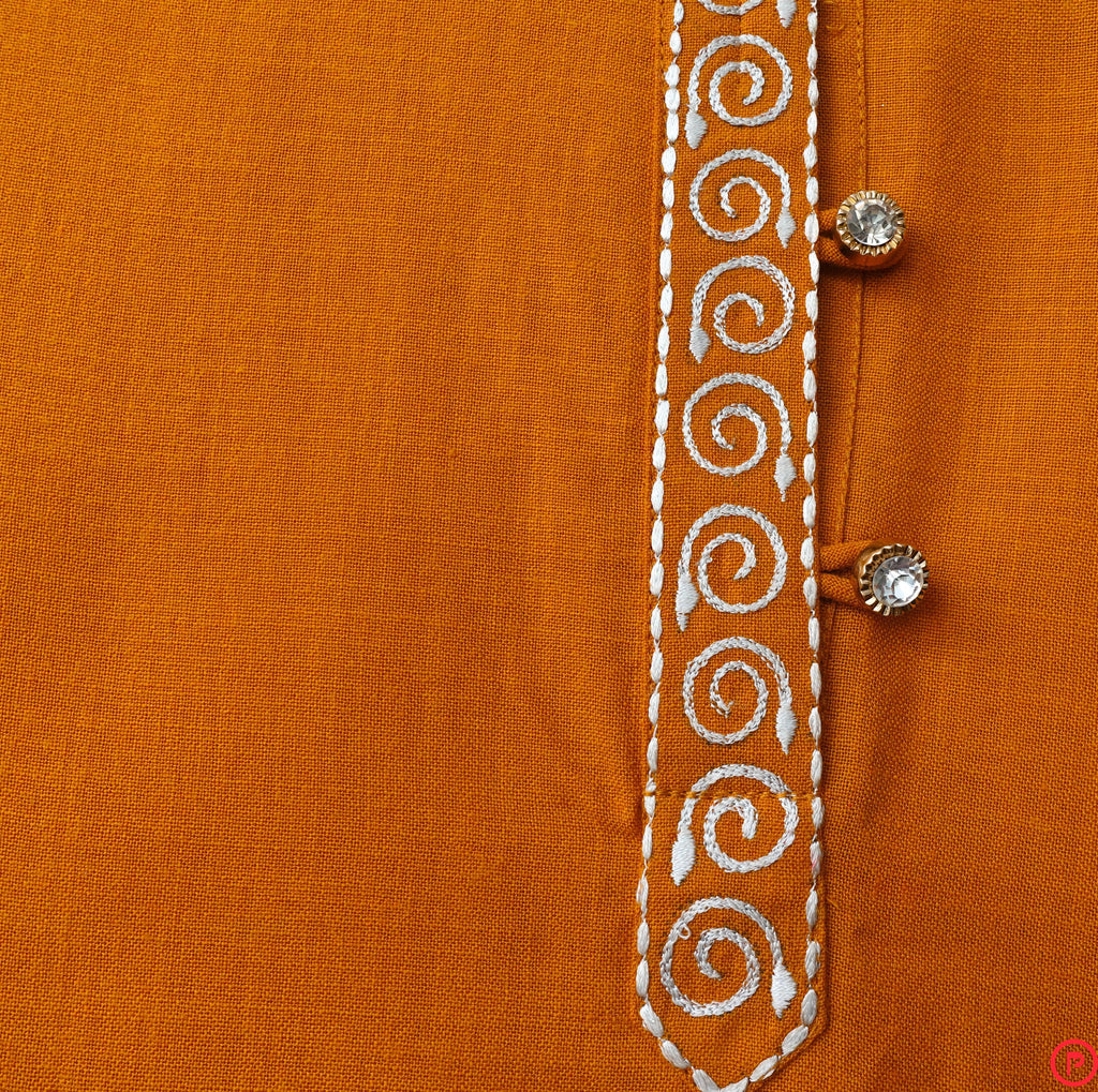 Orange Solid Kurta - Picco Ricco 