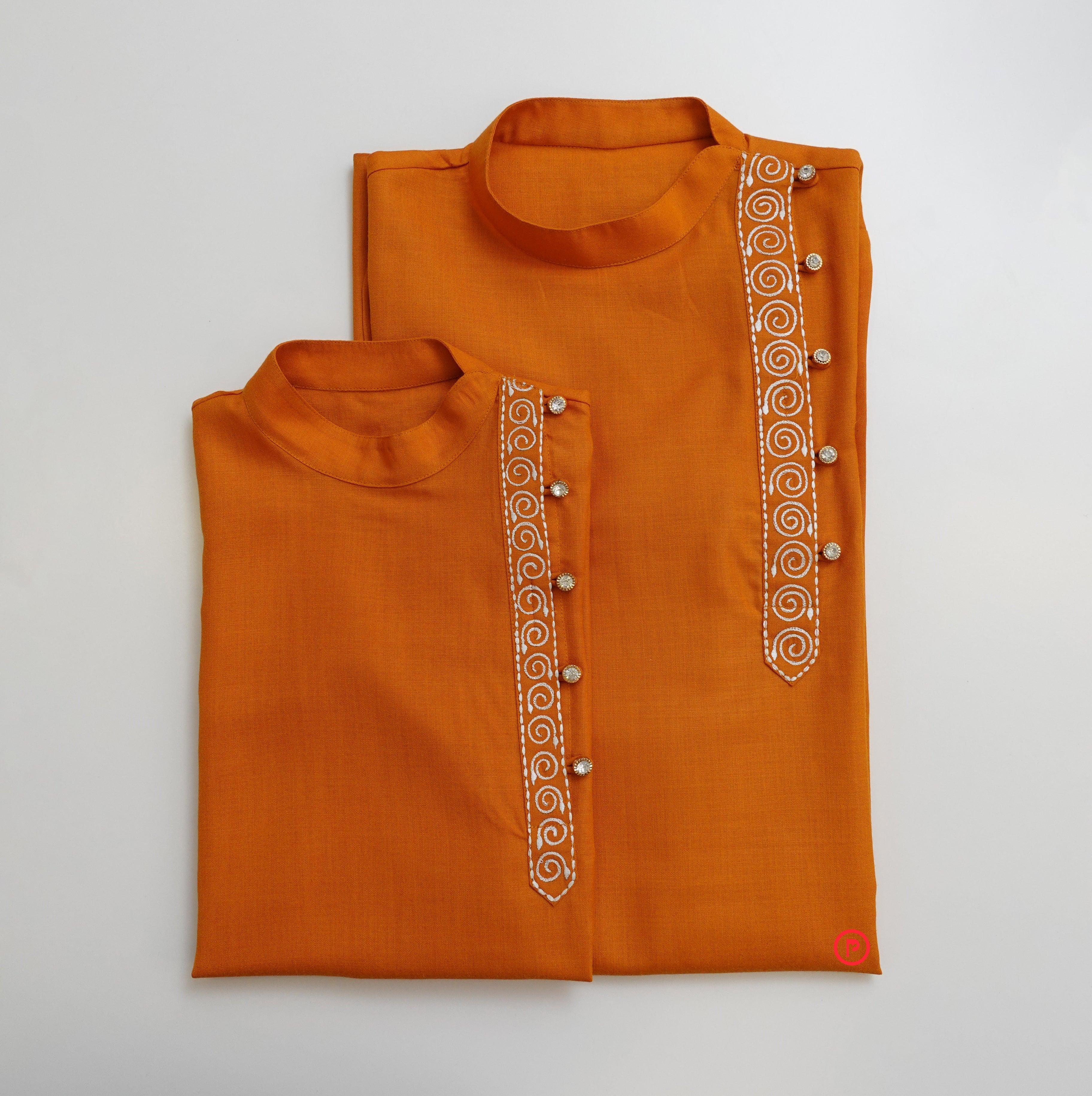 Orange Solid Kurta - Picco Ricco 
