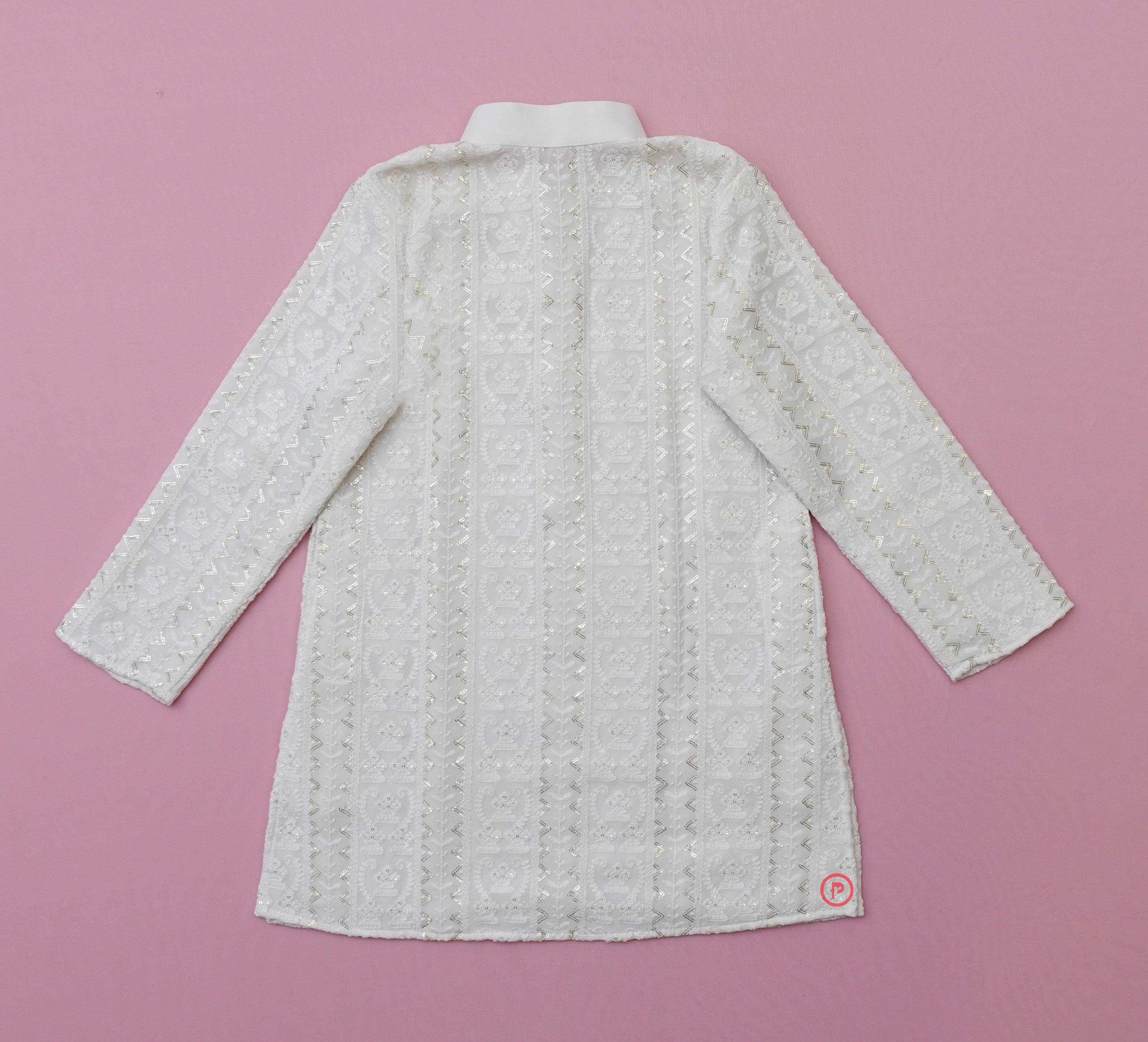 Embellished white kurta