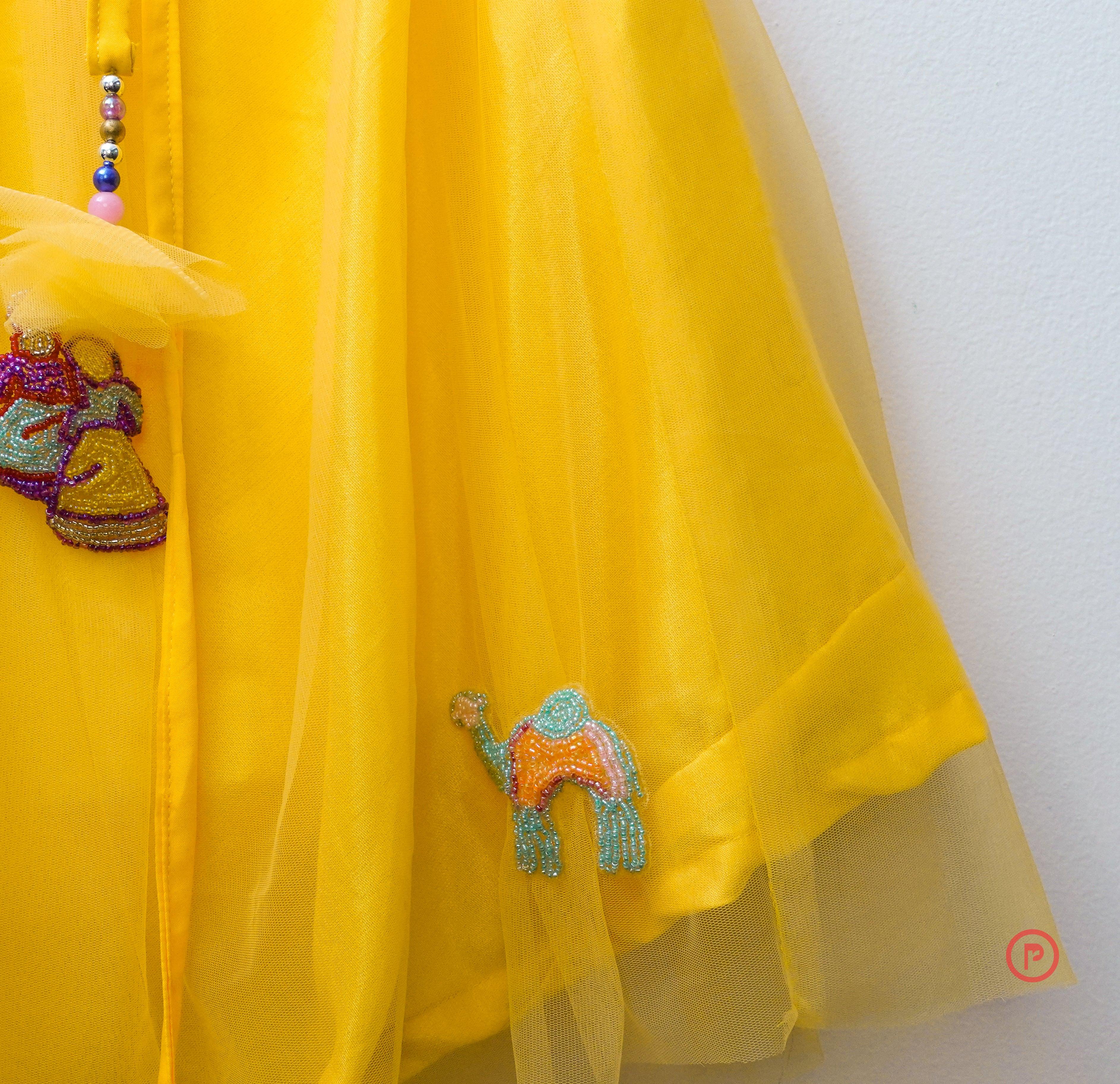 Yellow Embellished lehenga choli set - Picco Ricco 