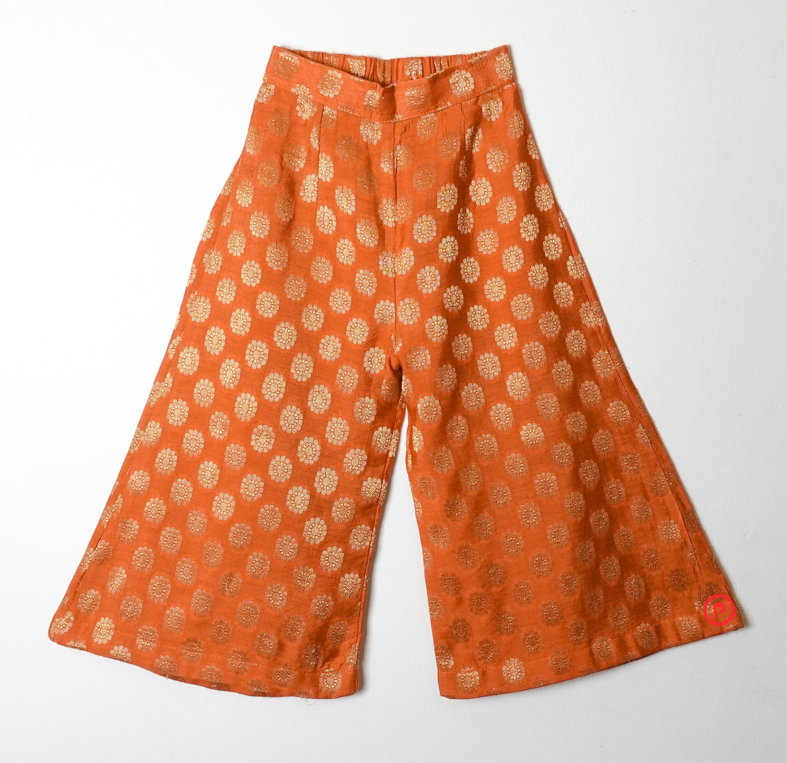Orange brocade palazzo Indo Western Look Girls