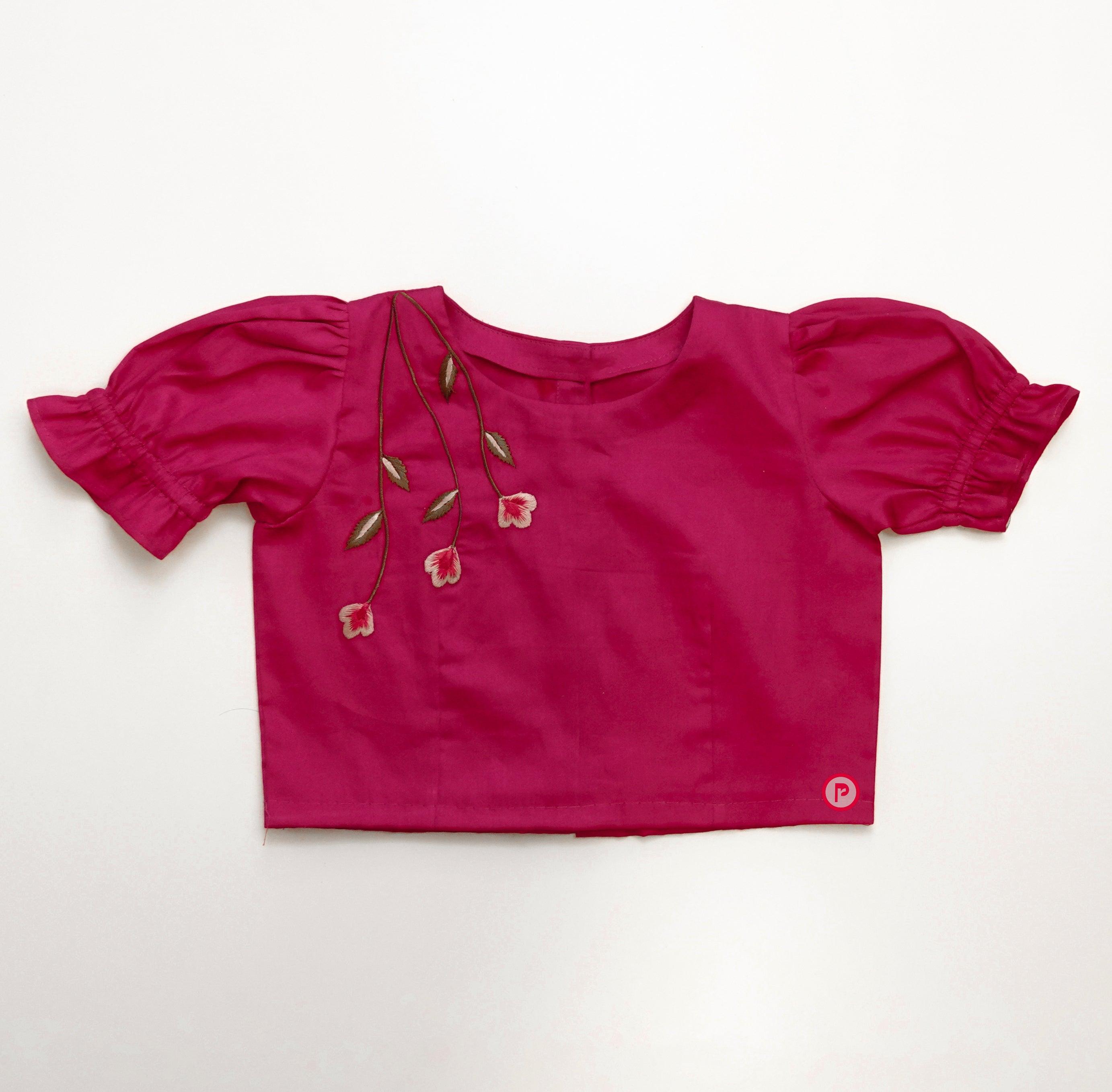 Pink top with printed dhoti saree - Picco Ricco 