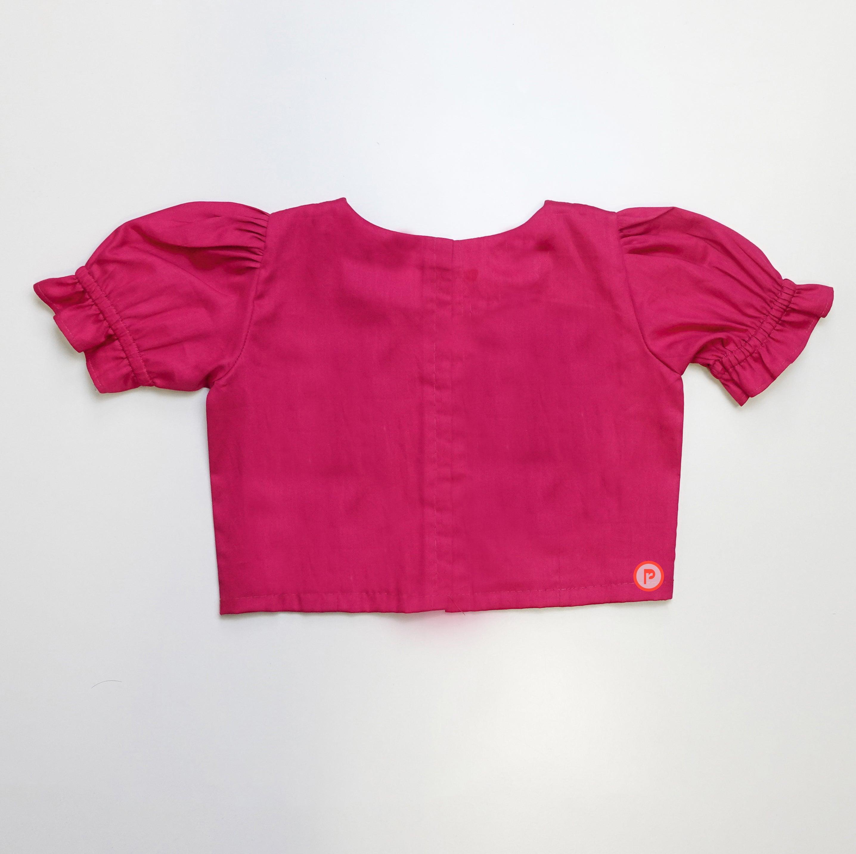 Pink top with printed dhoti saree - Picco Ricco 