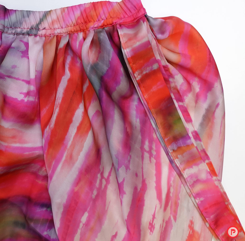 Pink top with printed dhoti saree - Picco Ricco 