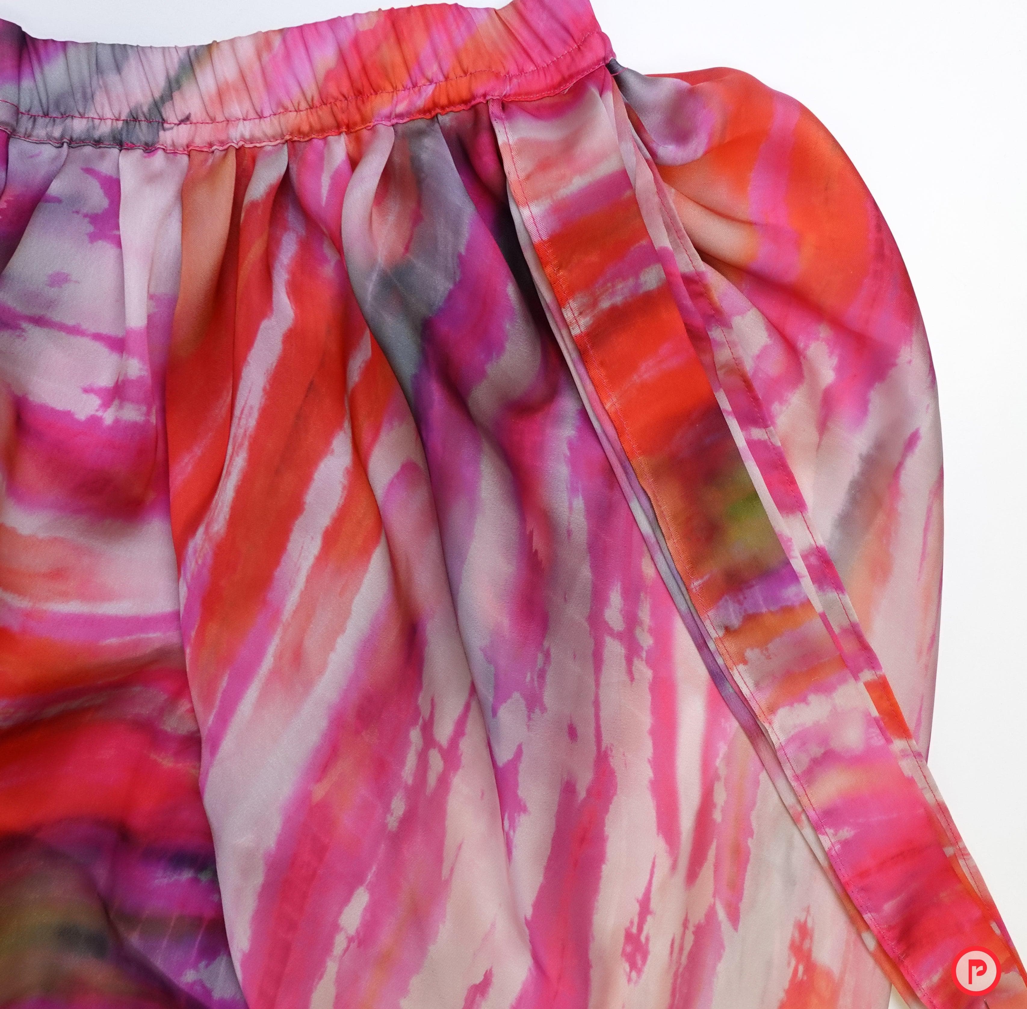 Pink top with printed dhoti saree - Picco Ricco 