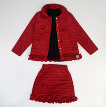 Load image into Gallery viewer, Red Coat Skirt Set for Winter Girls 
