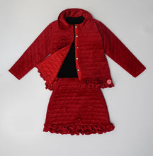 Load image into Gallery viewer, Red velvet coat and skirt - Picco Ricco 
