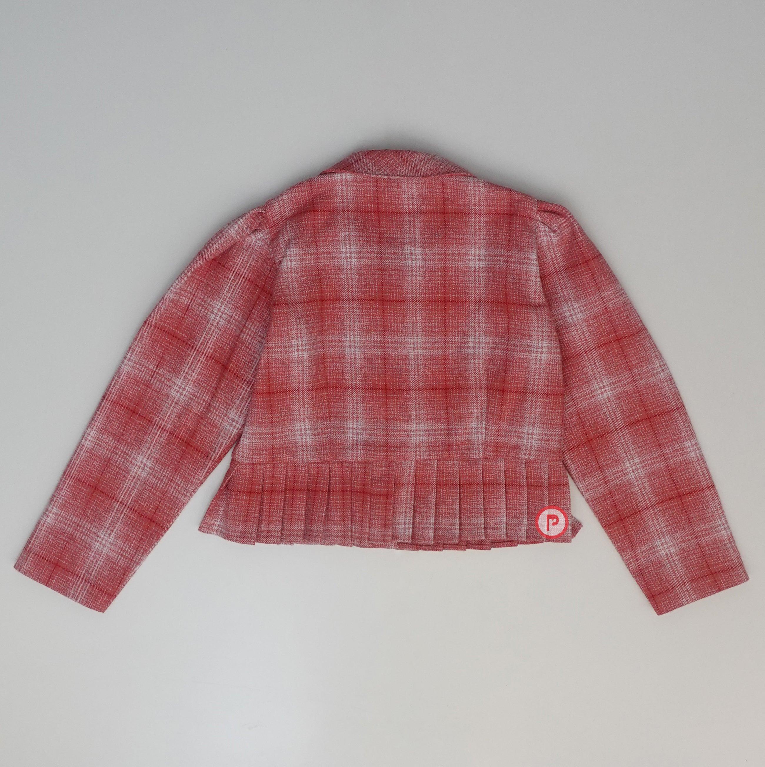 Pink plaid blazer jacket with A-line skirt - Picco Ricco 
