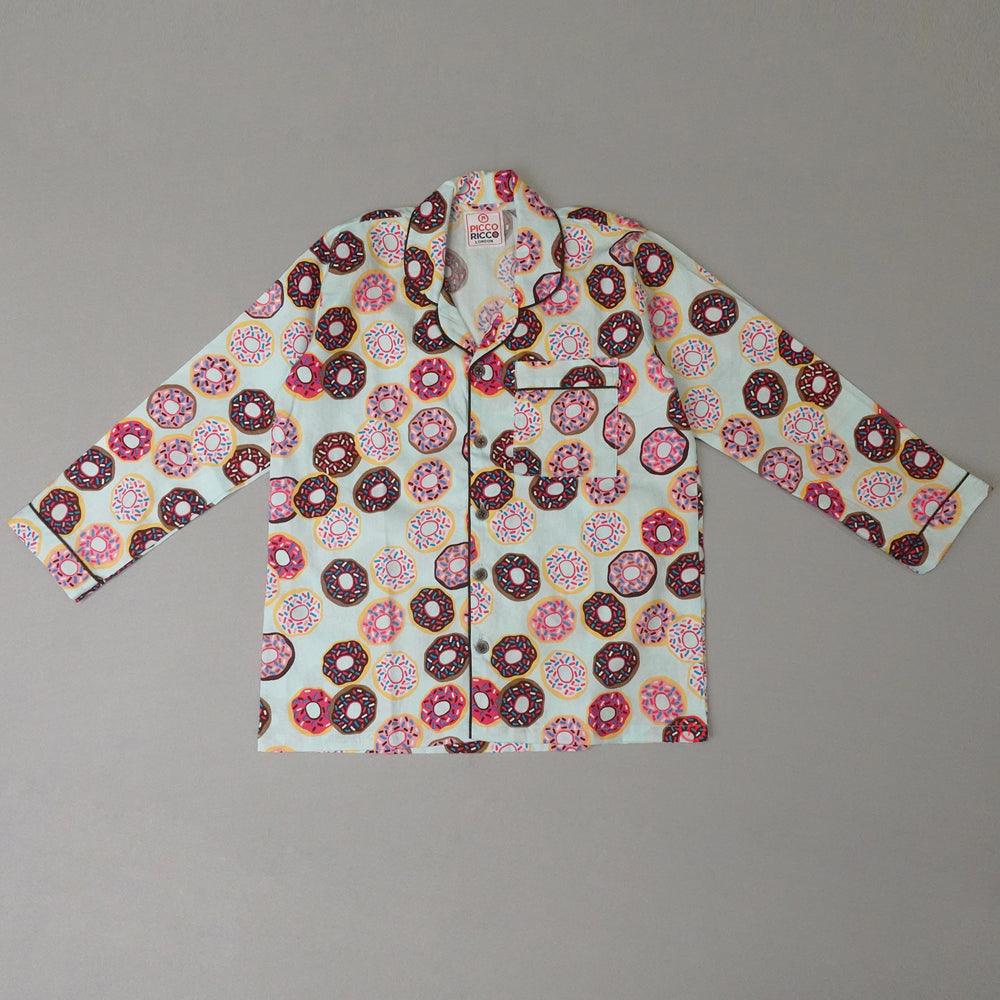 Donut Printed Cotton Full Sleeve Night suit.