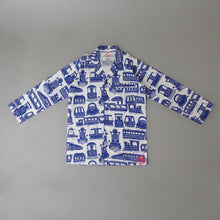 Load image into Gallery viewer, Trains Printed Nightsuit (blue/white) - Picco Ricco 
