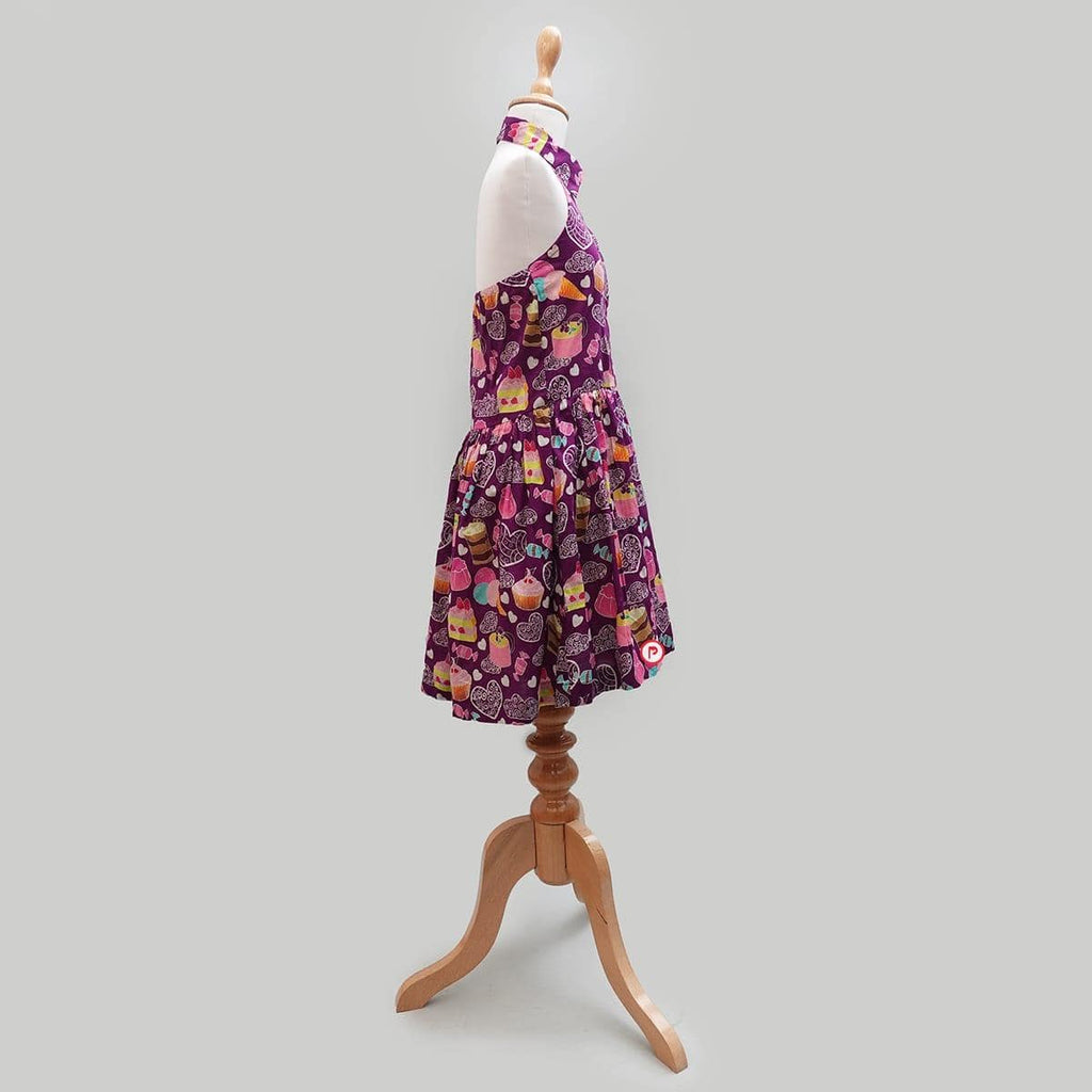 Halter Neck Printed Shirt Dress - Picco Ricco 
