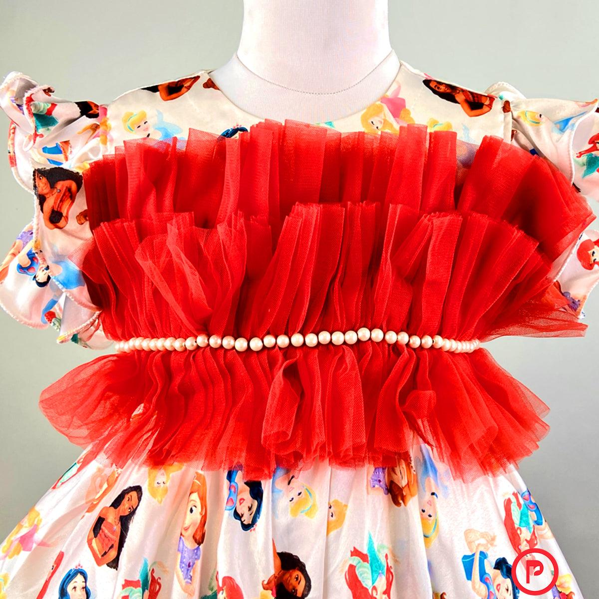 Princess Ruffled Satin Dress - Picco Ricco 