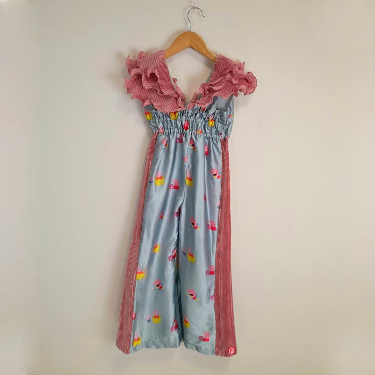 Peppa Pig Pleated Ruffle Satin Jumpsuit Girls