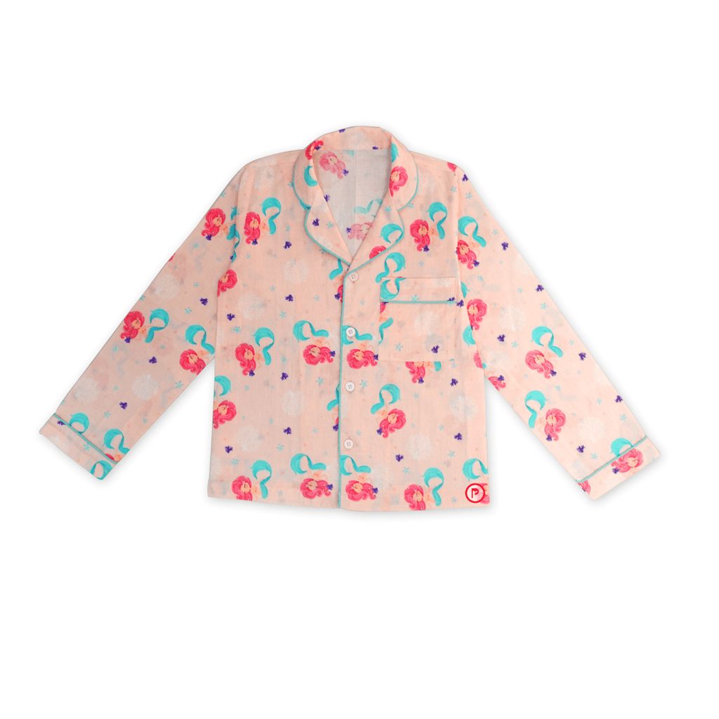 Full sleeves mermaid printed nightsuit