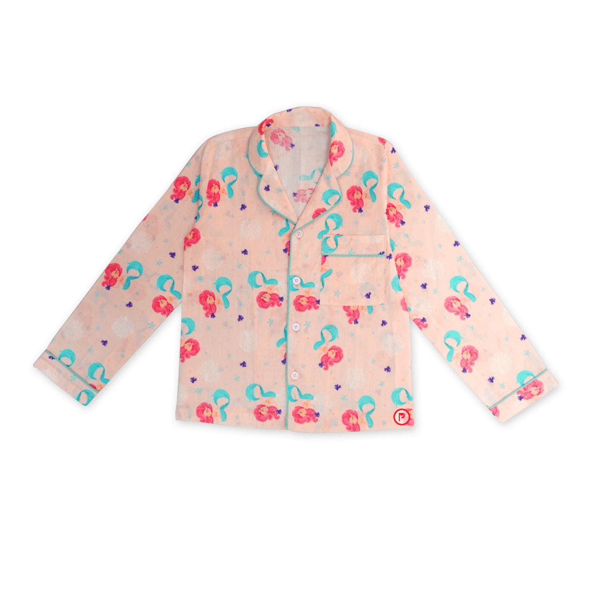 Full sleeves mermaid printed nightsuit