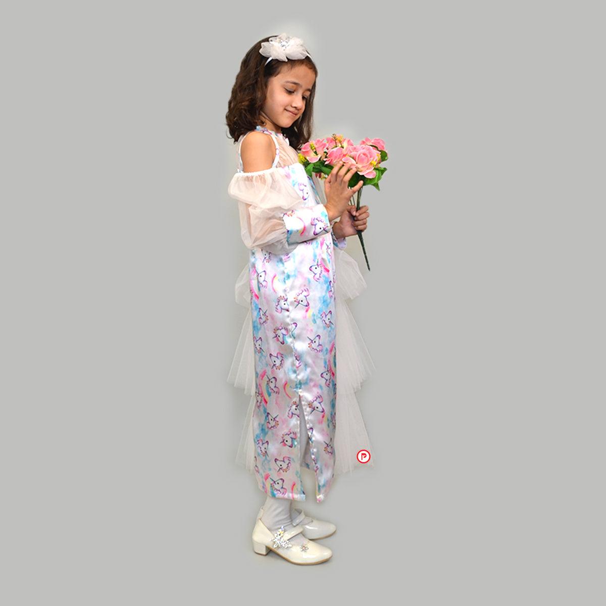 Unicorn Side Ruffled Long Dress - Picco Ricco 