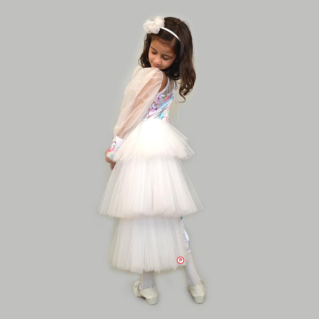 Unicorn Side Ruffled Long Dress - Picco Ricco 