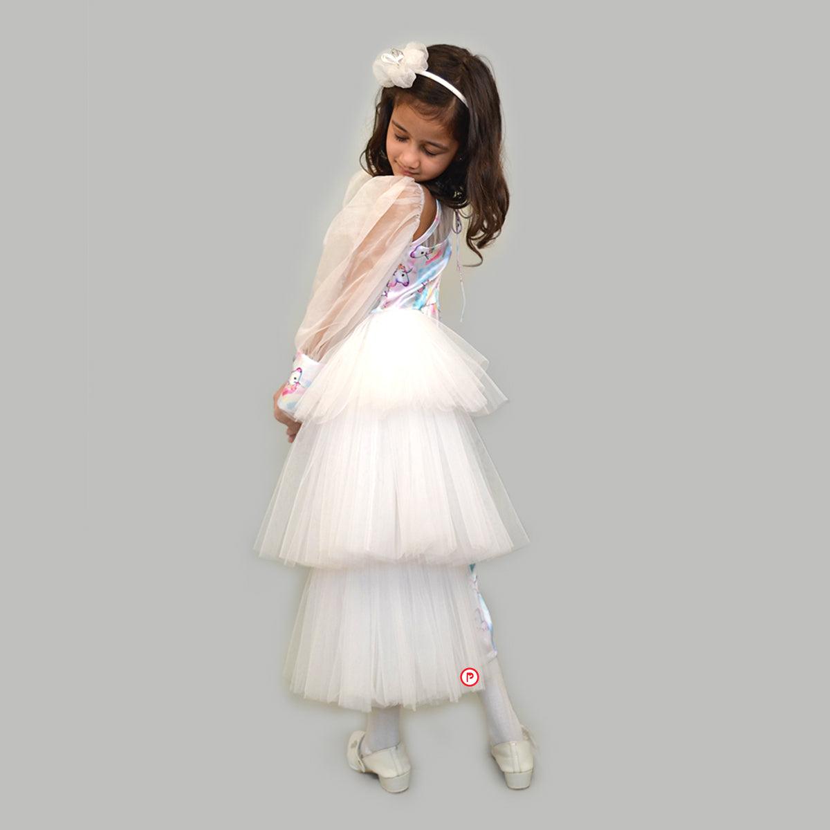 Unicorn Side Ruffled Long Dress - Picco Ricco 