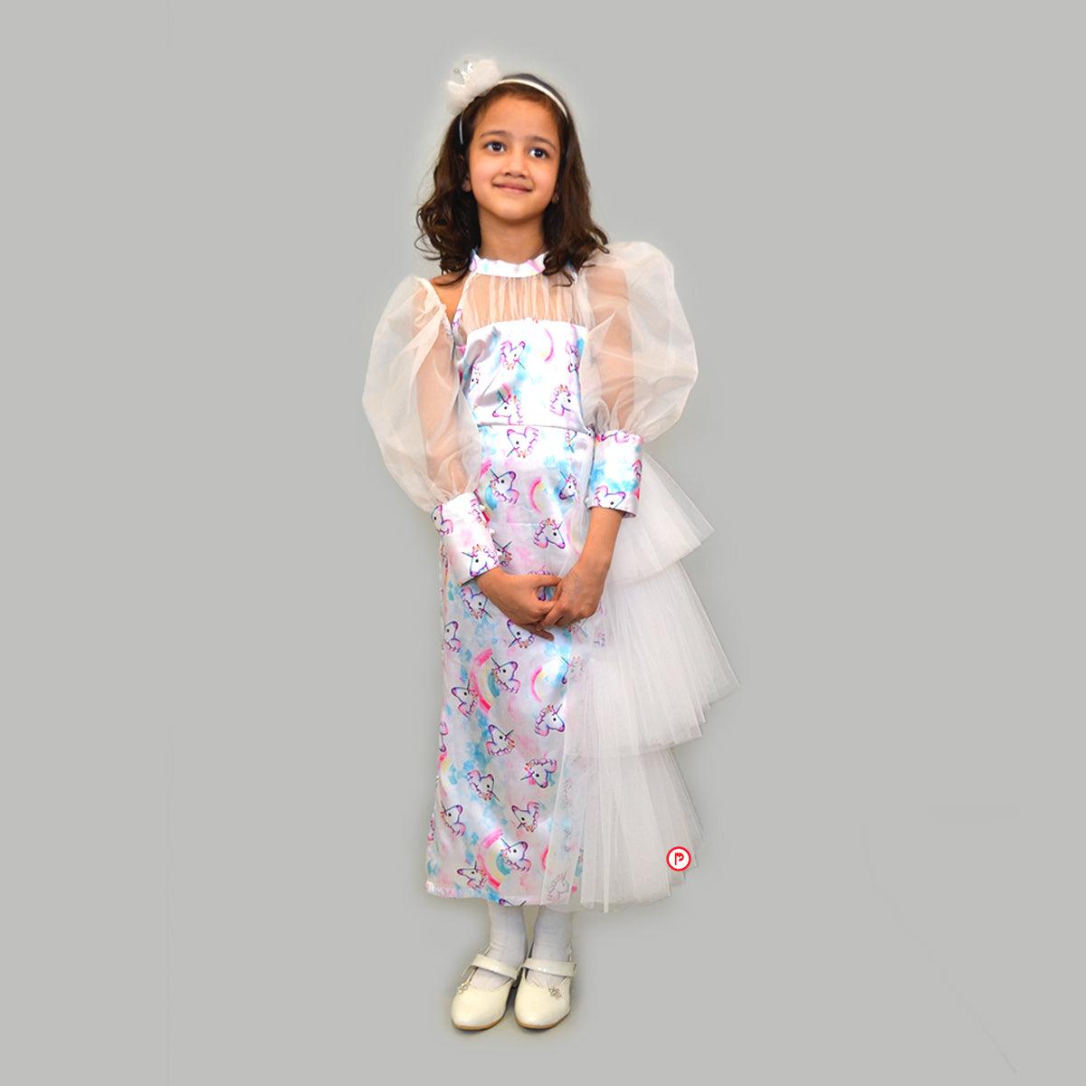 Unicorn Side Ruffled Long Dress - Picco Ricco 