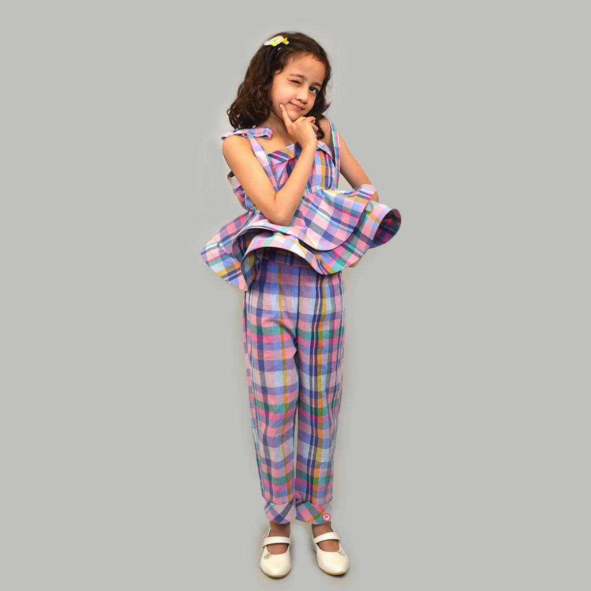 Knot Tie Peplum Top and Pant Set - Picco Ricco 