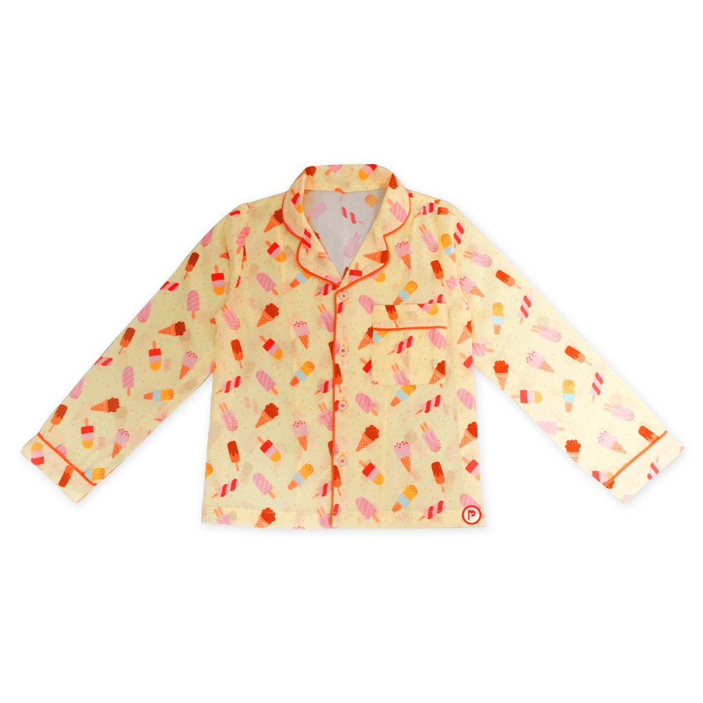 Ice-Cream print nightsuit (Yellow) - Picco Ricco 