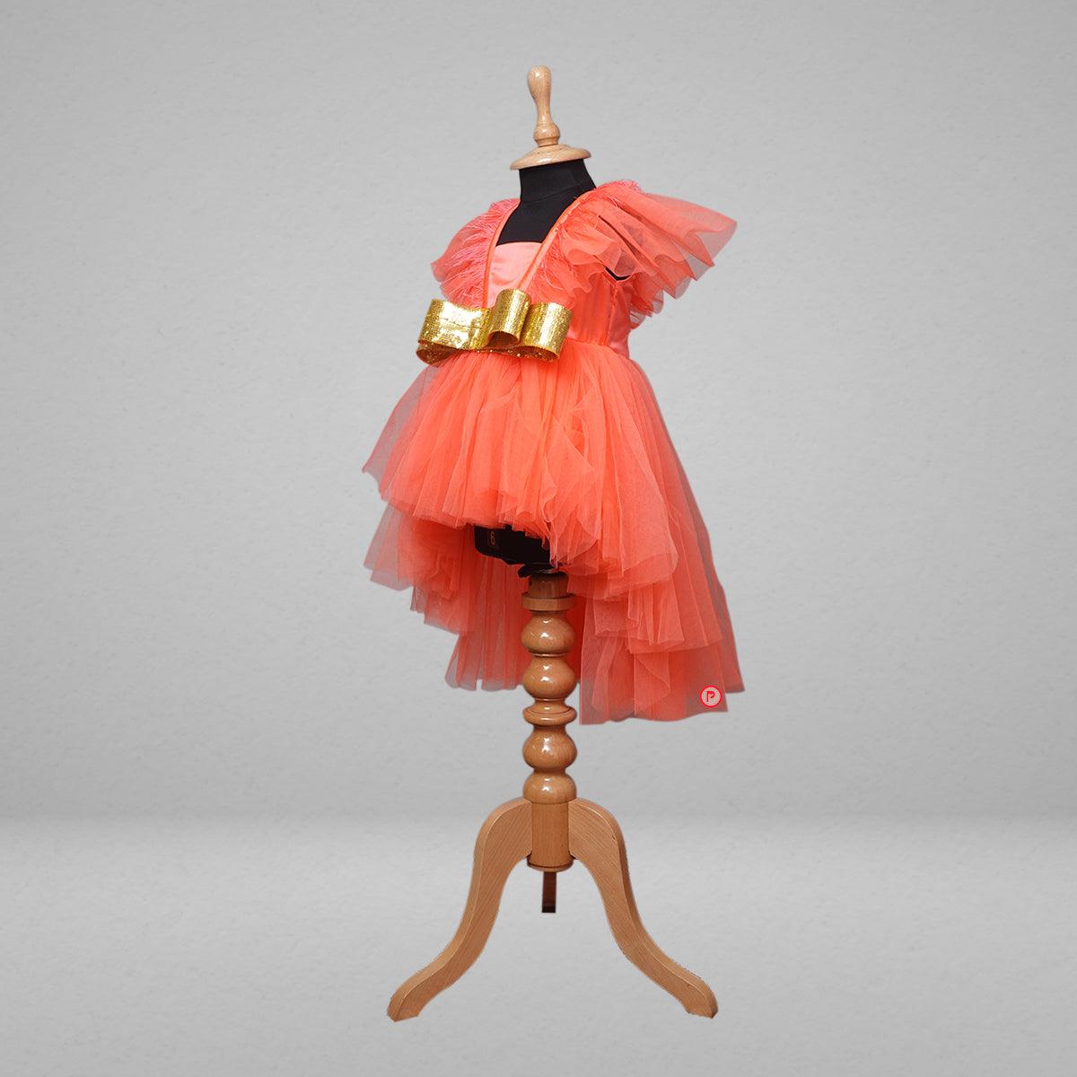 Orange High-Low Dress - Picco Ricco 