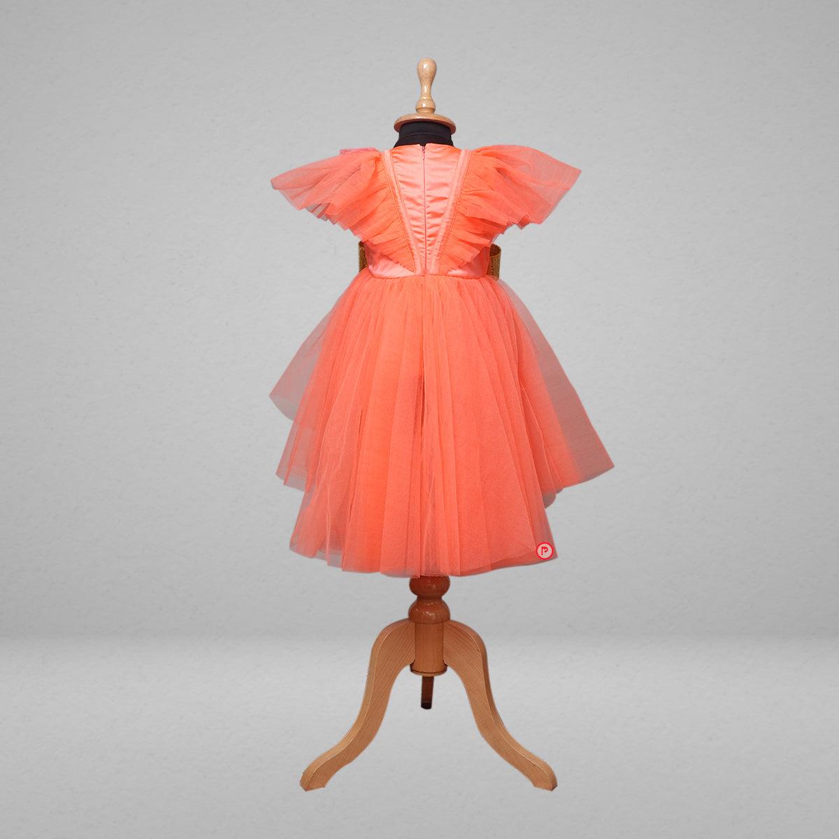 Orange High-Low Dress - Picco Ricco 