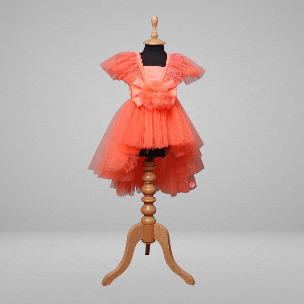 Orange High-Low Dress - Picco Ricco 