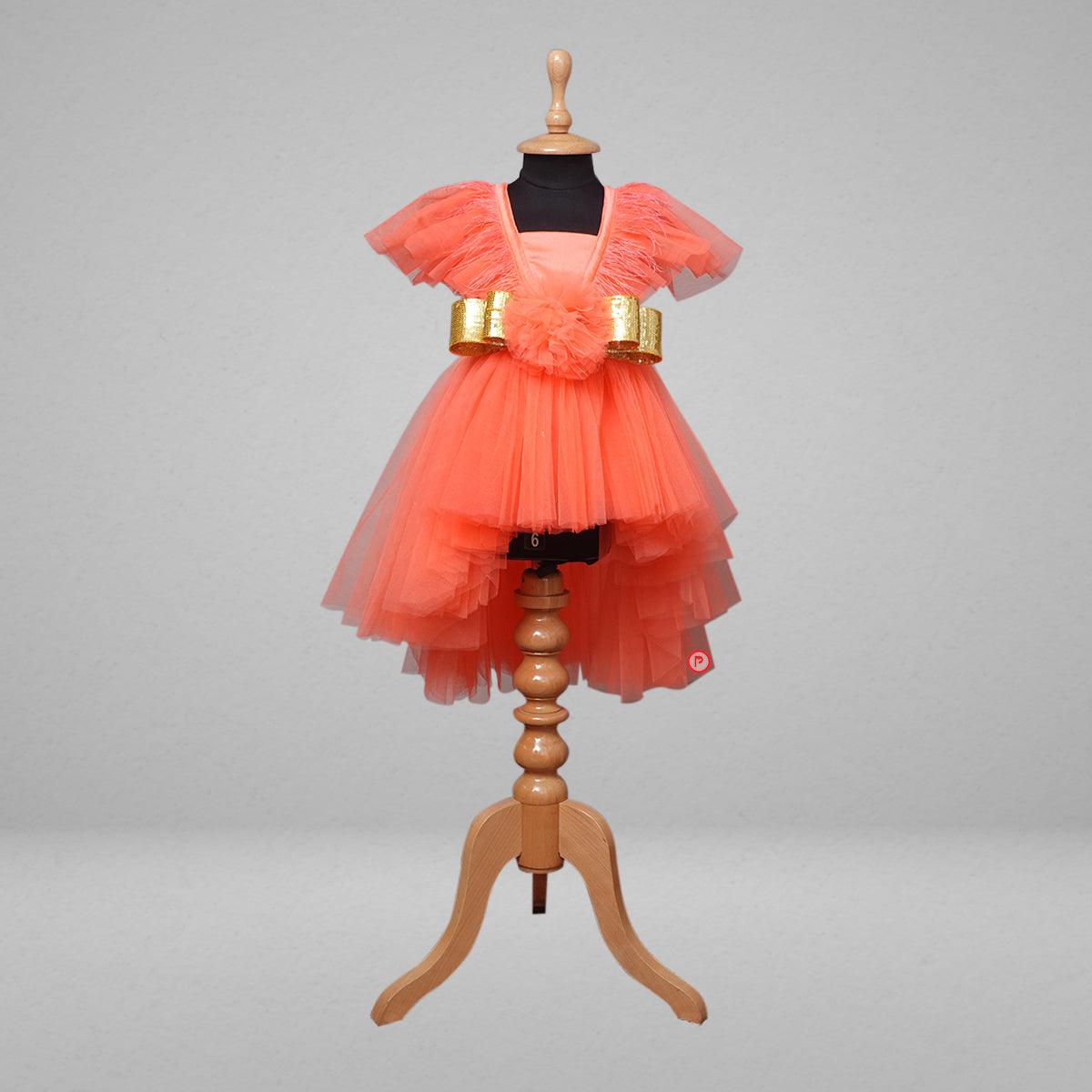 Orange High-Low Dress - Picco Ricco 