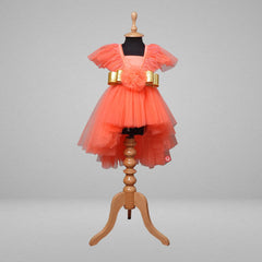 Orange High-Low Dress - Picco Ricco 