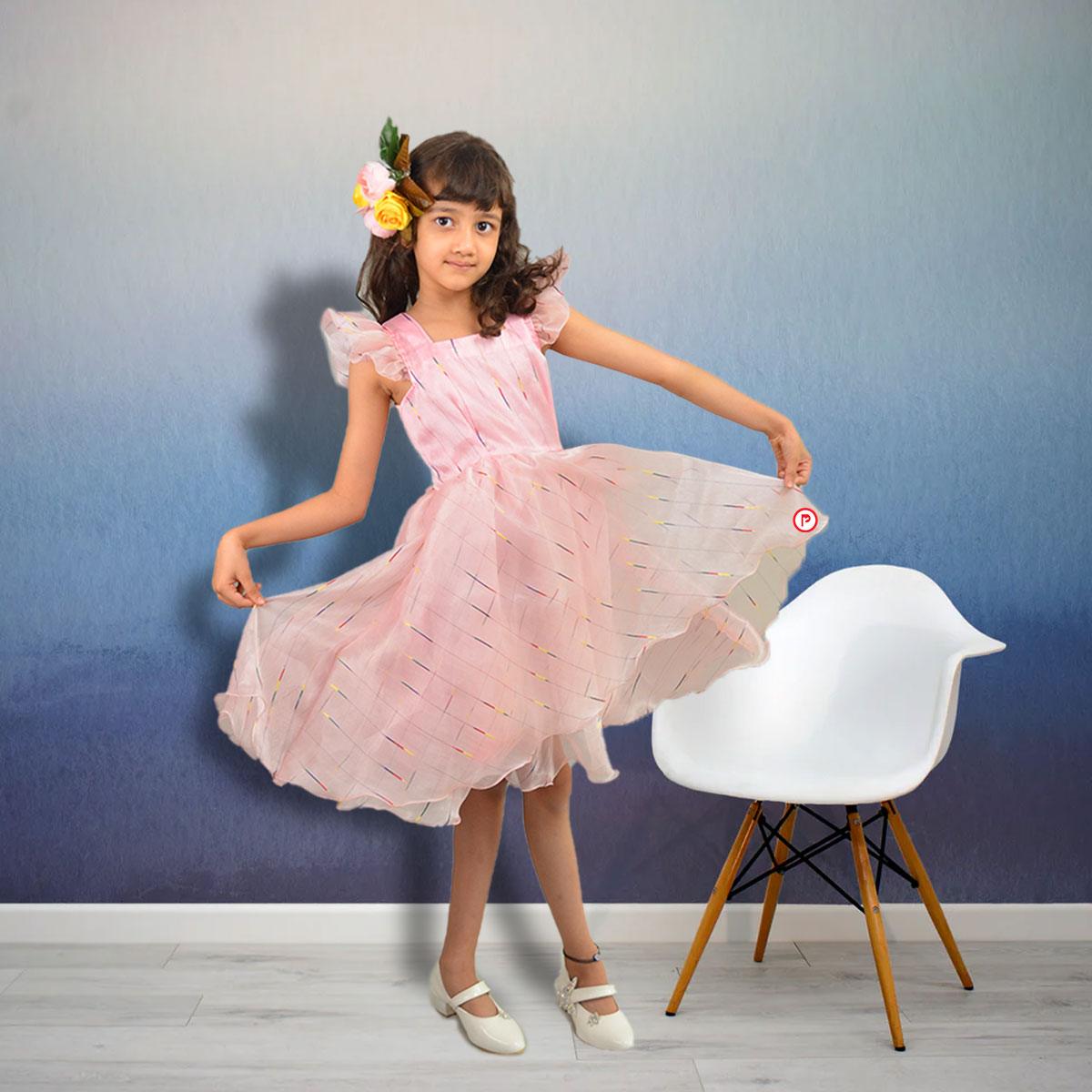 Baby Pink Frock I Organza Frock in pink color I pretty frocks for girls