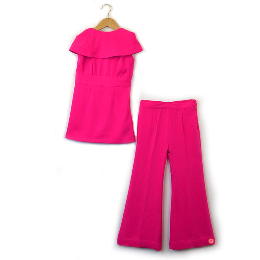 Magenta Crepe Peplum Top & Pant Set - Picco Ricco 