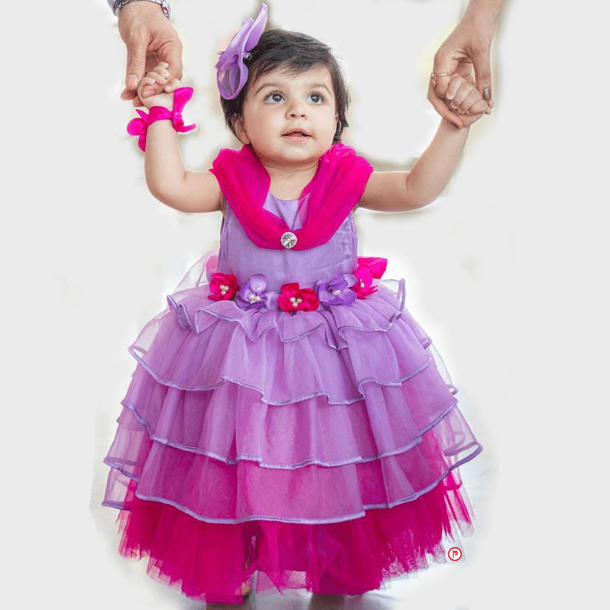 Pink & Purple Net Frock - Picco Ricco 