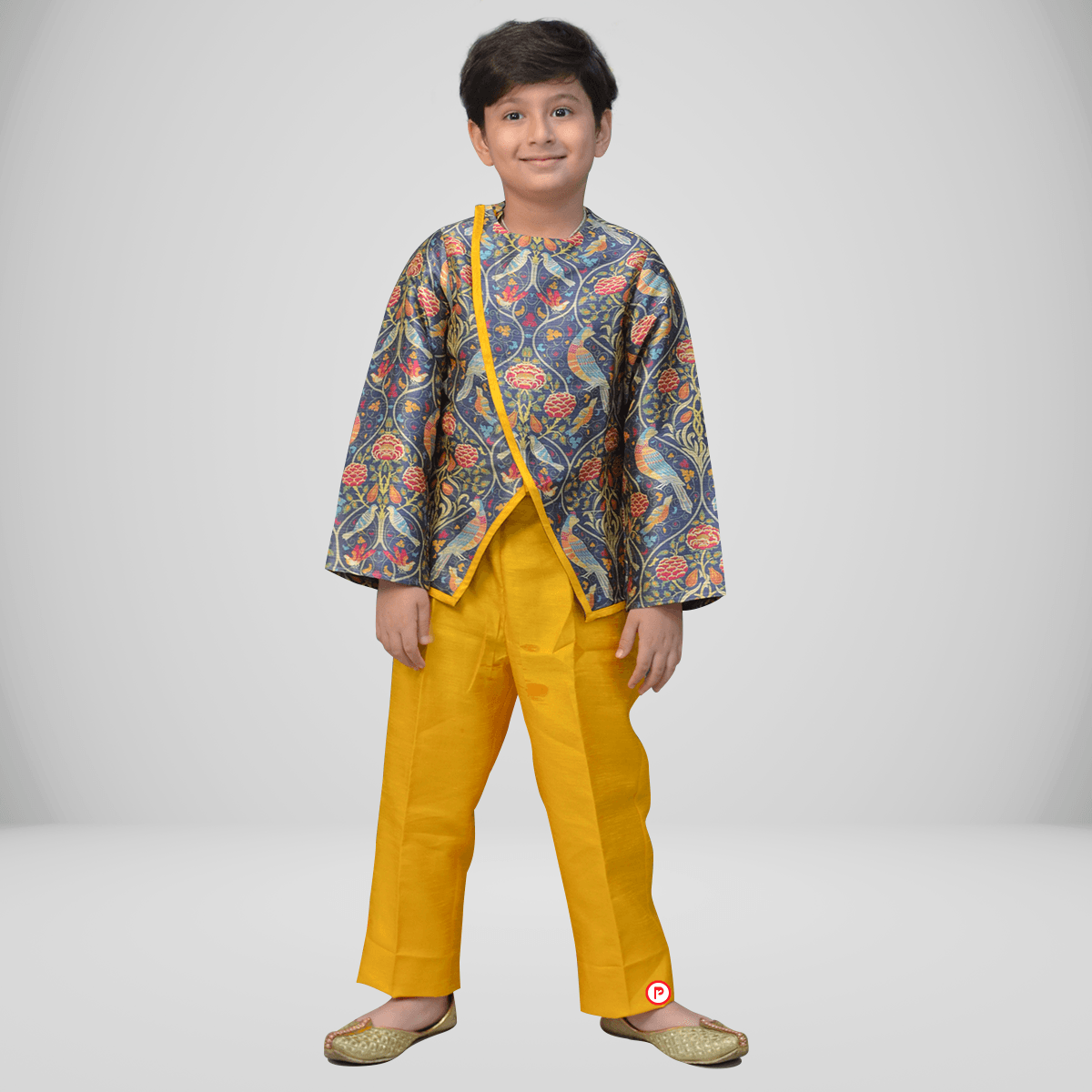 Kurta Pyjama with Jacket I Multiclour Kurta with Yellow Pyjama