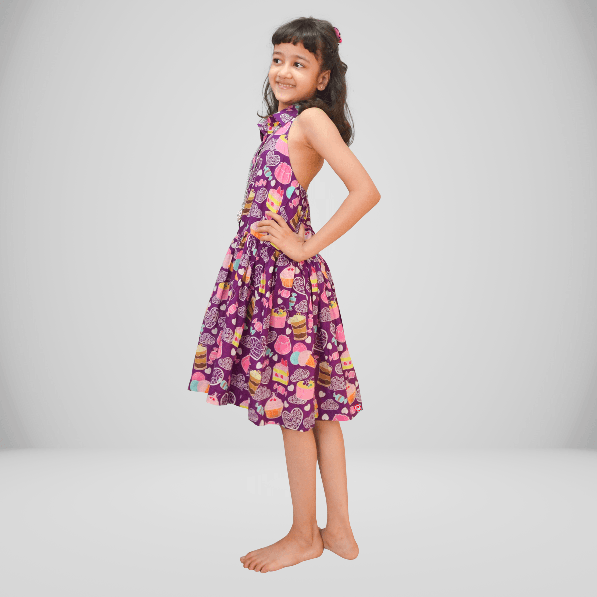 Halter Neck Printed Shirt Dress - Picco Ricco 