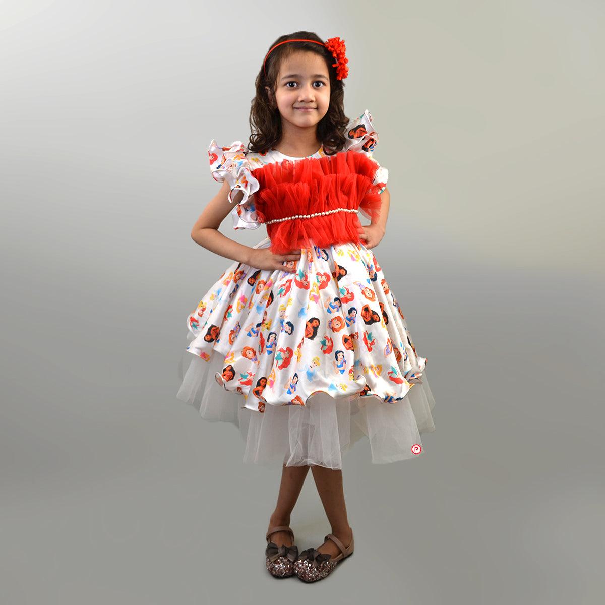 Princess Ruffled Satin Dress - Picco Ricco 
