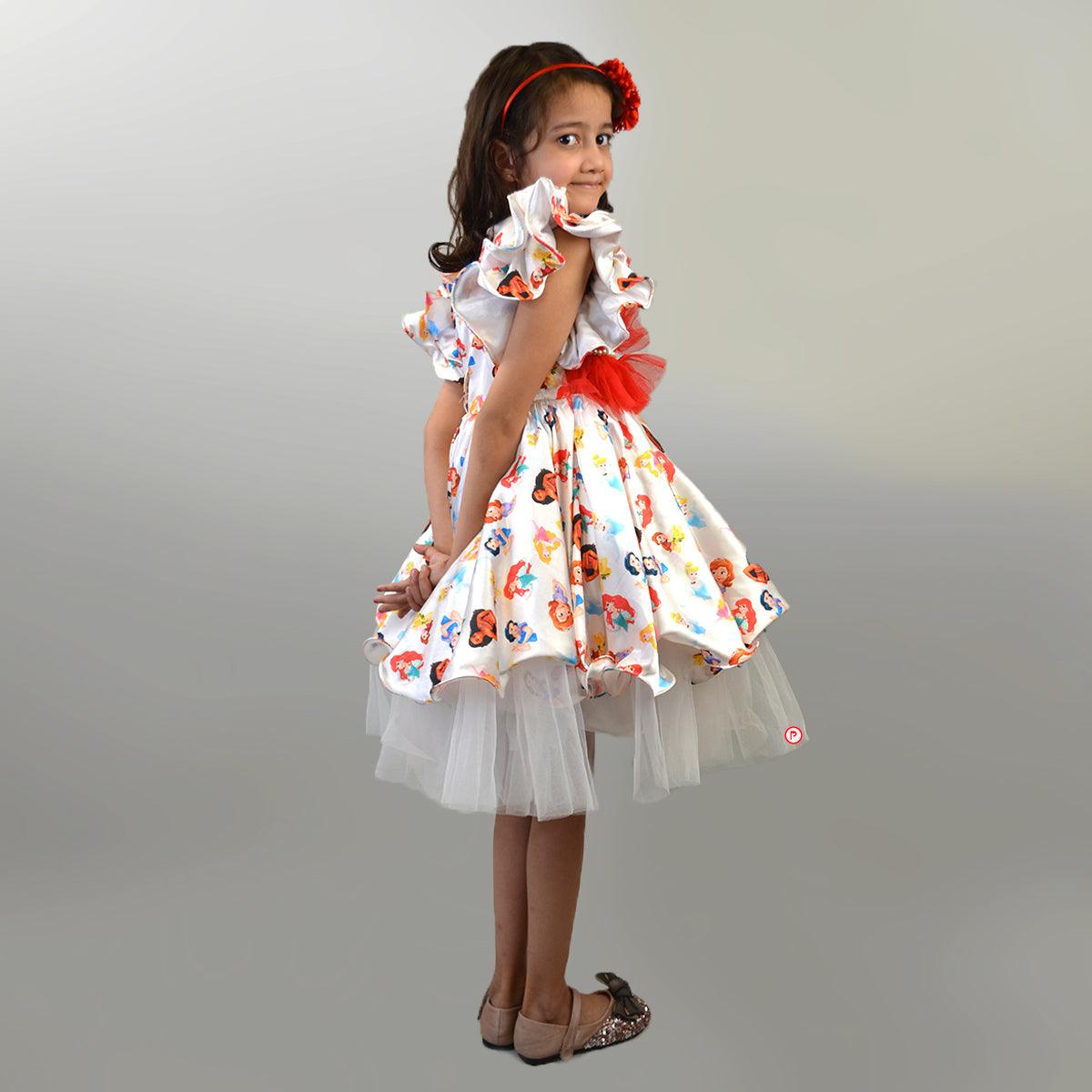 Princess Ruffled Satin Dress - Picco Ricco 